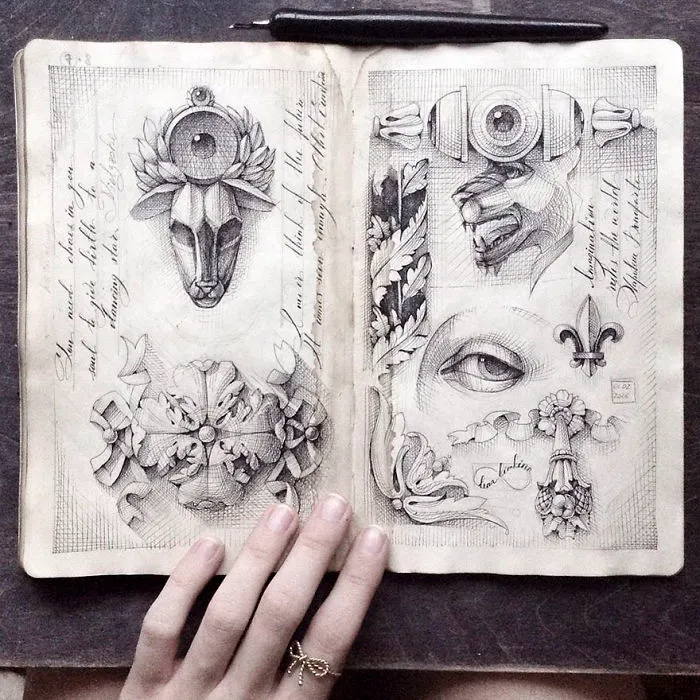 Russian Artist Reveals Her Mysterious Sketchbook To The World, And It's Full Of Visual Secrets