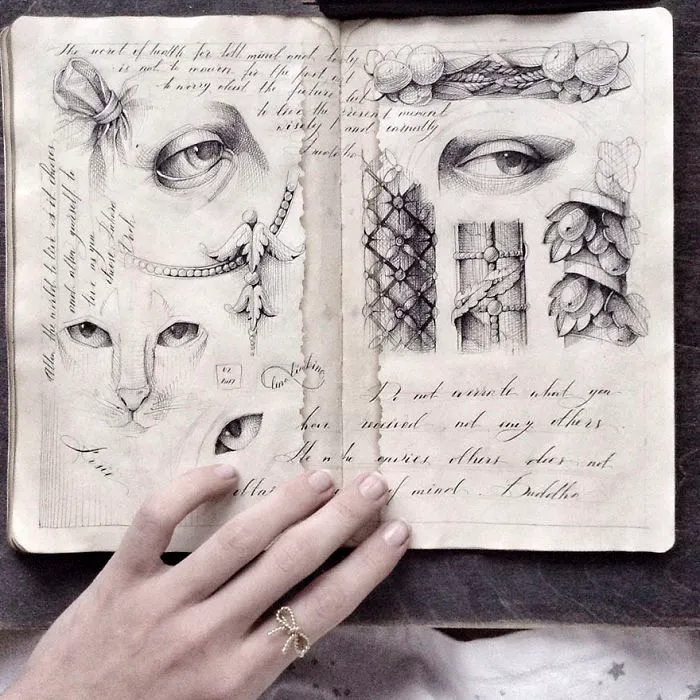 Russian Artist Reveals Her Mysterious Sketchbook To The World, And It's Full Of Visual Secrets