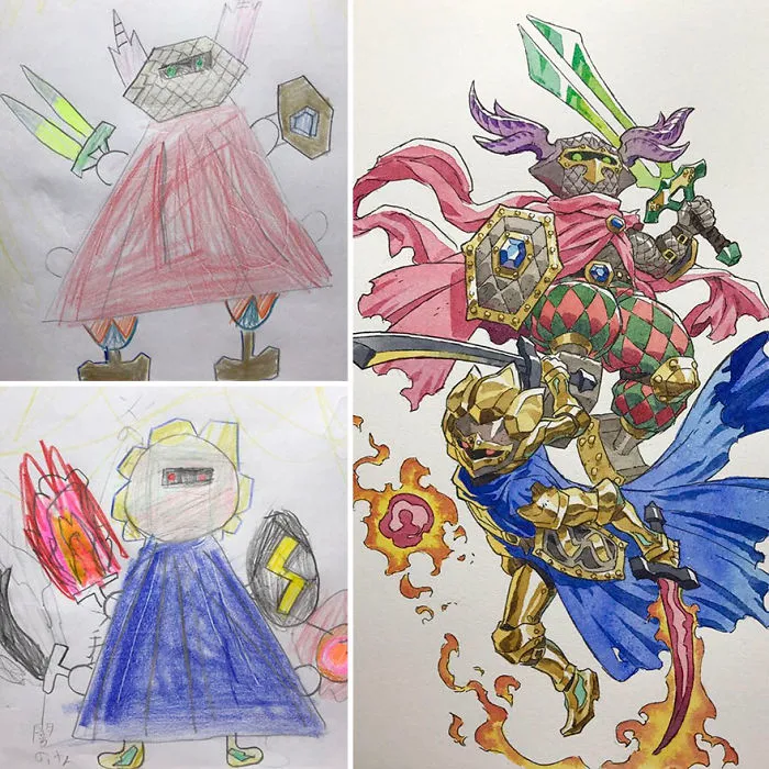 Dad Turns His Sons’ Doodles Into Anime Characters, And The Result Is Amazing (Part III)