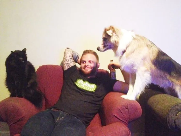 I Started Dating A Girl With A Dog. I Have A Cat. We Decided It Was Time To Introduce Them. This Is Me Just Before Being Caught In Violent Crossfire