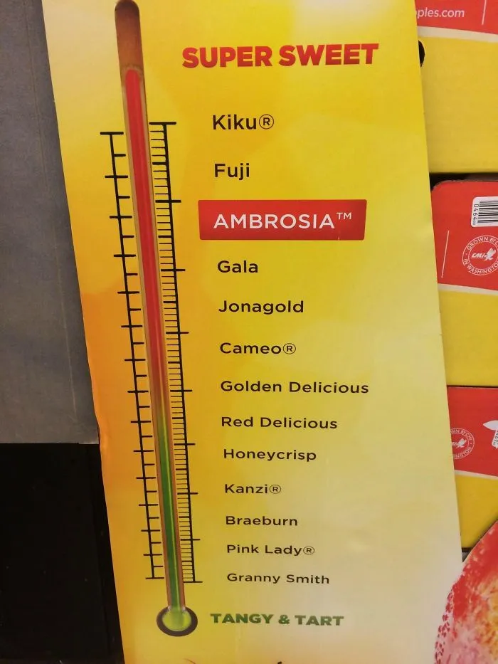 Escala de dulzura para distintos tipos de manzana