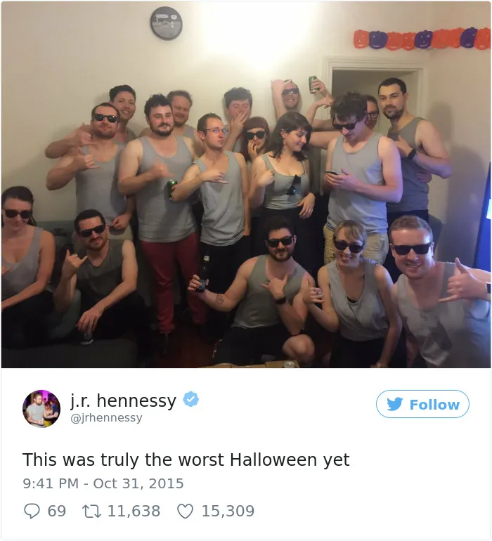 Hicimos una fiesta de halloween y todos se disfrazaron de mi imagen en Twitter, vaya pesadilla