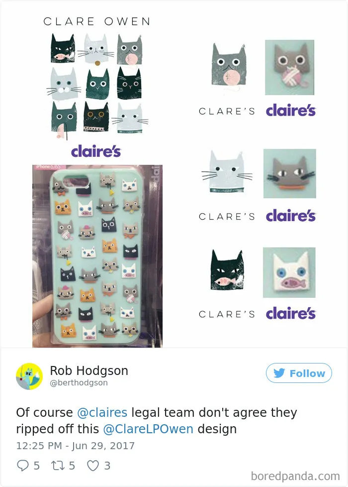Claire's Ripped Off This Clare Louise Owen Design