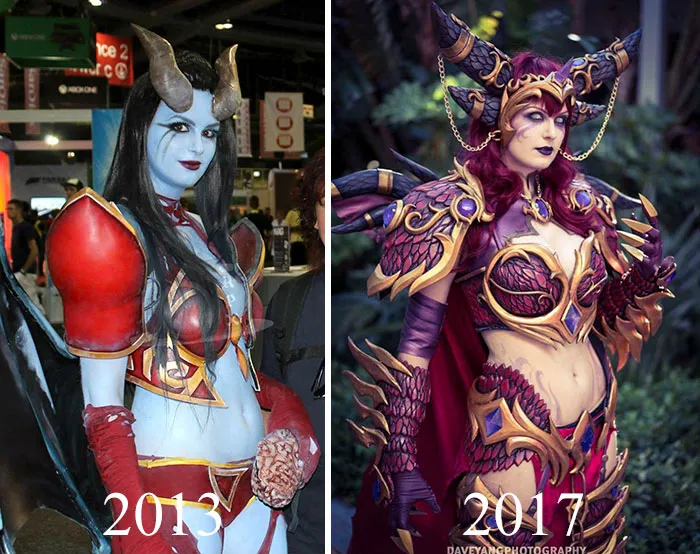 10+ Cosplayers muestran cómo han mejorado con los años y las diferencias son claras