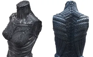 Recycled Tire Sculpture Of Female Torso