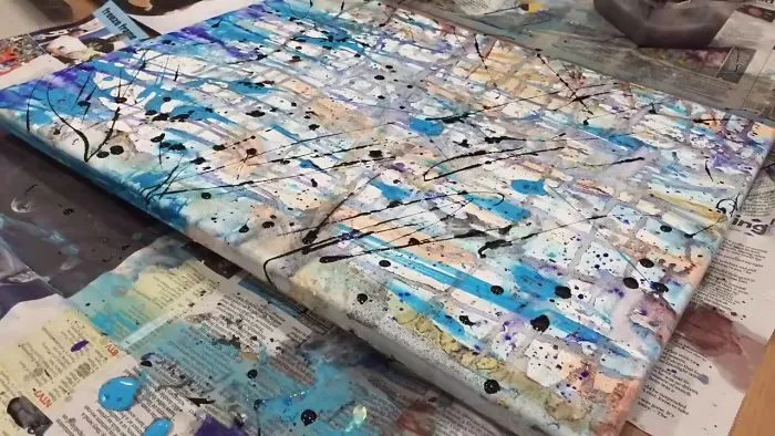 #nailpolishart I Painted This When I Was 17, I Used Watercolour And Nail Polishes To Pain This Abstract Piece Titled: Paradise Blue.