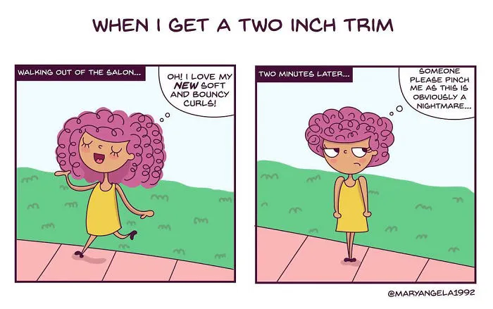I Illustrated What It's Like Living With Curly Hair