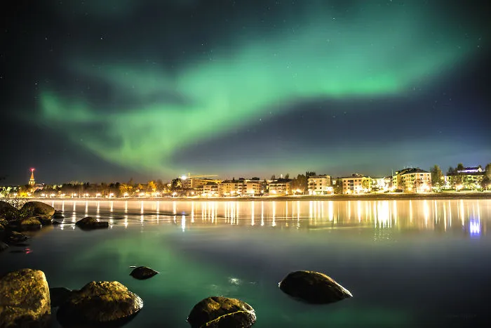 Kemijoki And The City Centre Of Rovaniemi