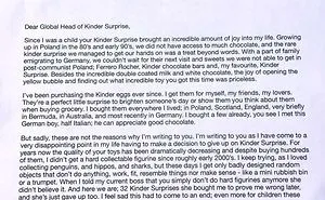 Kinder Surprise, Enough Is Enough. Your Toys Are A Surprise Nobody Is Looking Forward To Anymore | A Formal Letter To Head Of Kinder Egg