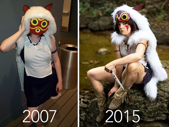 10+ Cosplayers muestran cómo han mejorado con los años y las diferencias son claras