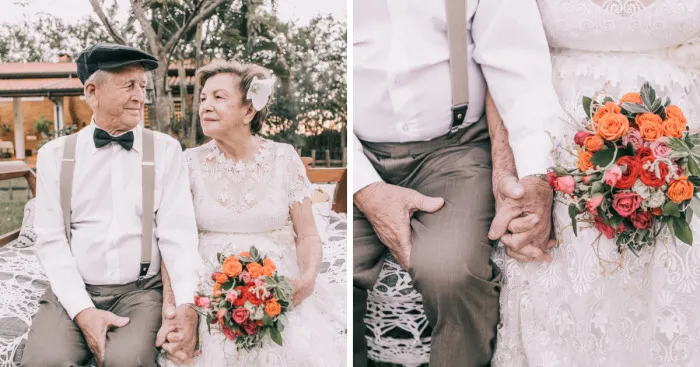 Esta pareja no tenía imágenes del día de su boda, así que hicieron una sesión de fotos 60 años después