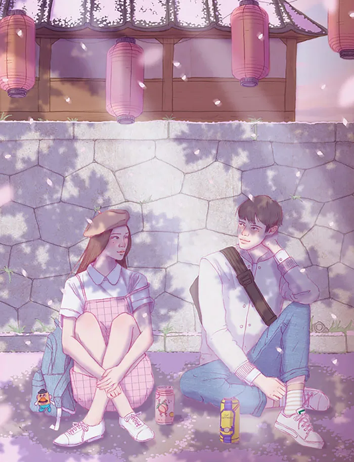 Gazing Into Each Others Eyes Under Sakuras