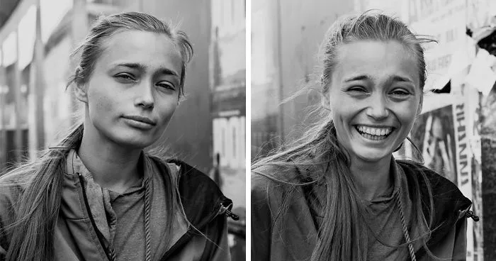 10 Retratos de Extraños Antes Y Después De Que Una Fotógrafa Los Besara