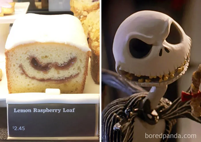 This Lemon Raspberry Loaf Looks Like Jack Skellington From Nightmare Before Christmas