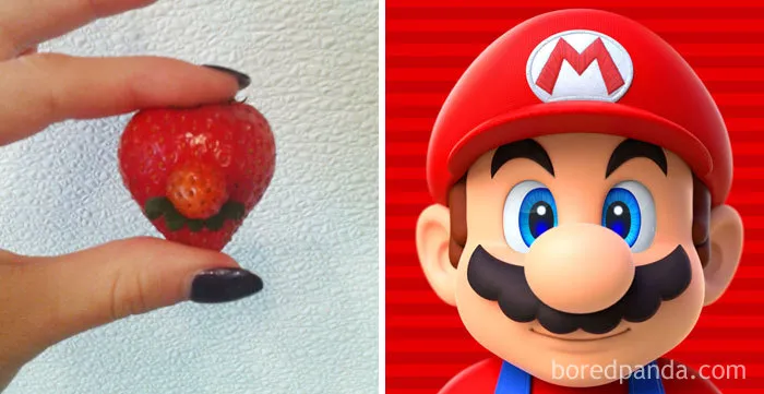 Fresa que se parece a Mario
