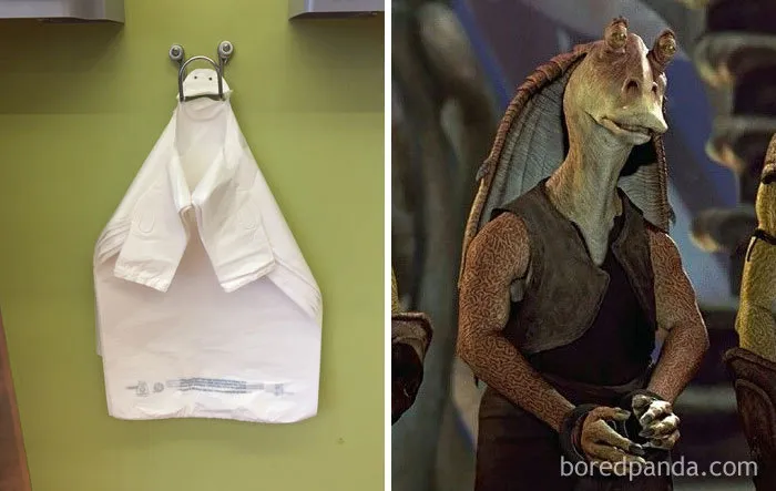 Este gancho para bolsas se parece a Jar Jar Binks