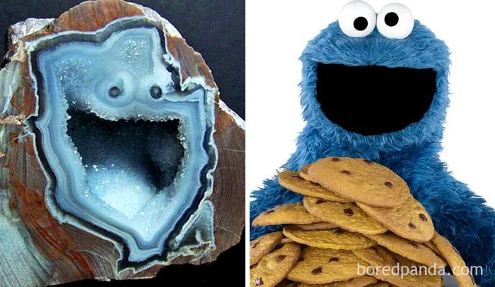 Geoda que se parece al monstruo de las galletas