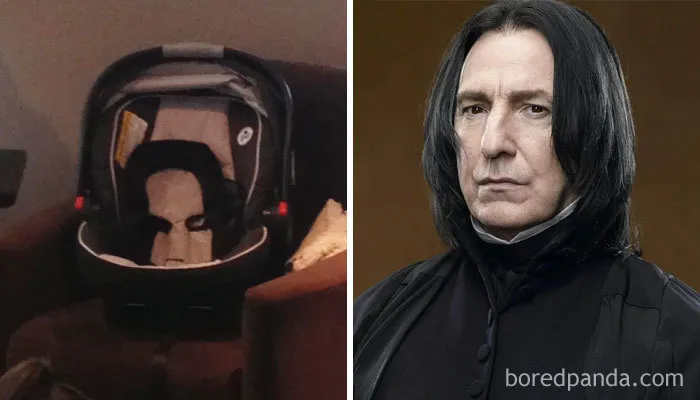 Sillita de bebé que se parece a Severus Snape