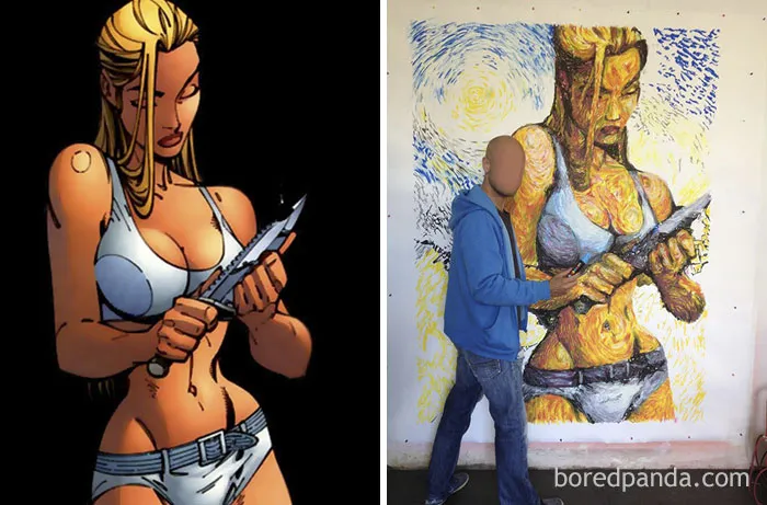 Original Work By J.Scott Campbell (Left) And Benjamin Spark's Work (Right)
