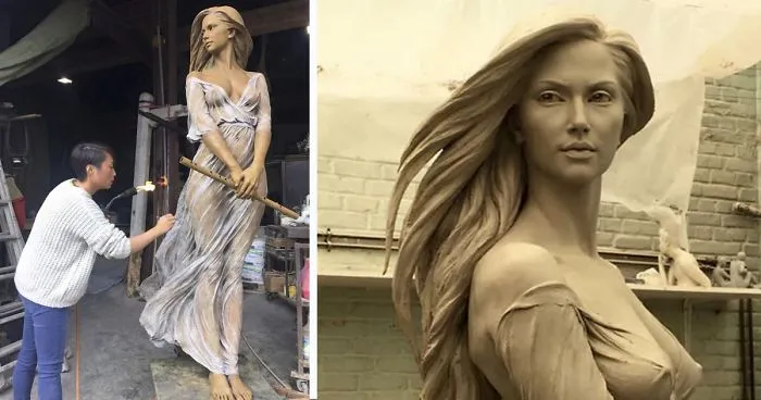 Esta artista crea esculturas femeninas a tamaño real inspirándose en el arte renacentista
