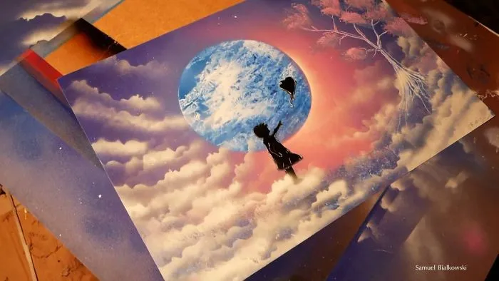Girl With Balloon Spray Paint Art