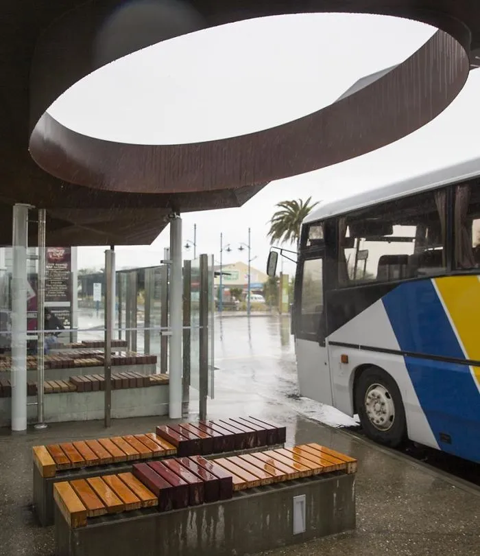 Bus Shelter At A Railway Station