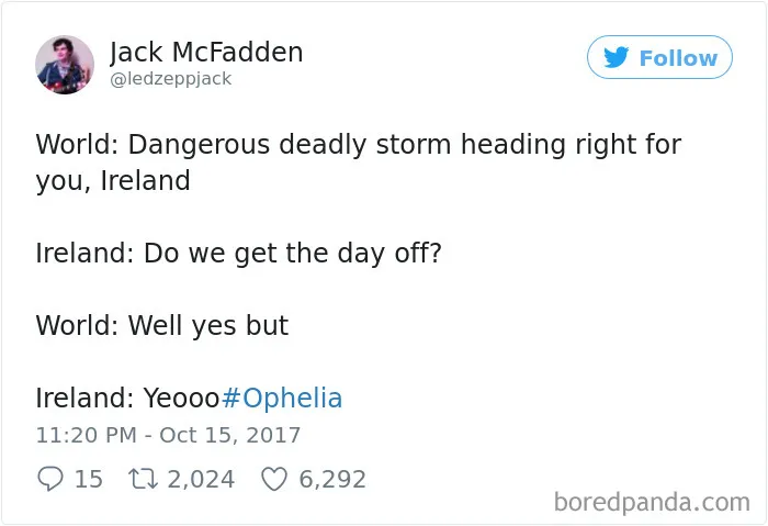 114 Hilarious Reactions To Hurricane Ophelia By Irish People That Prove They're The Craziest Country Ever