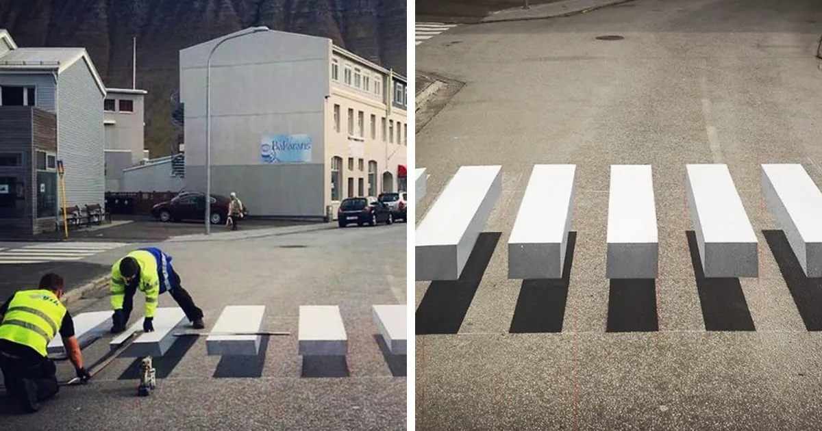 Esta ciudad de Islandia ha pintado pasos de cebra en 3D para que los coches reduzcan su velocidad