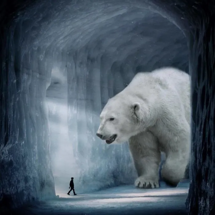 Imagino un mundo con animales gigantes en mis manipulaciones digitales