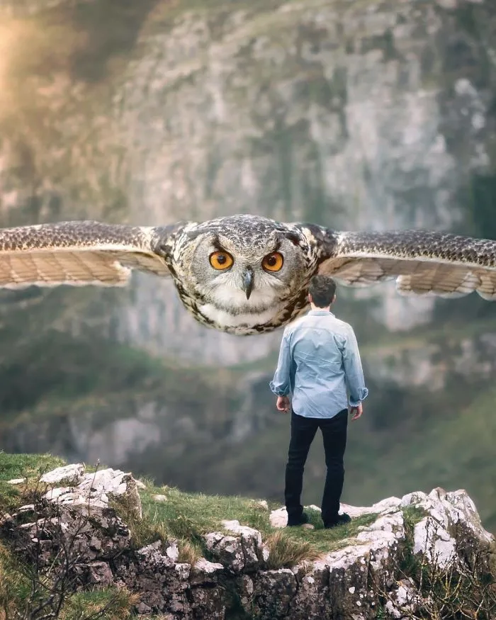 Imagino un mundo con animales gigantes en mis manipulaciones digitales