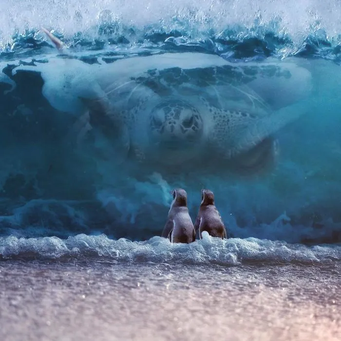 Imagino un mundo con animales gigantes en mis manipulaciones digitales