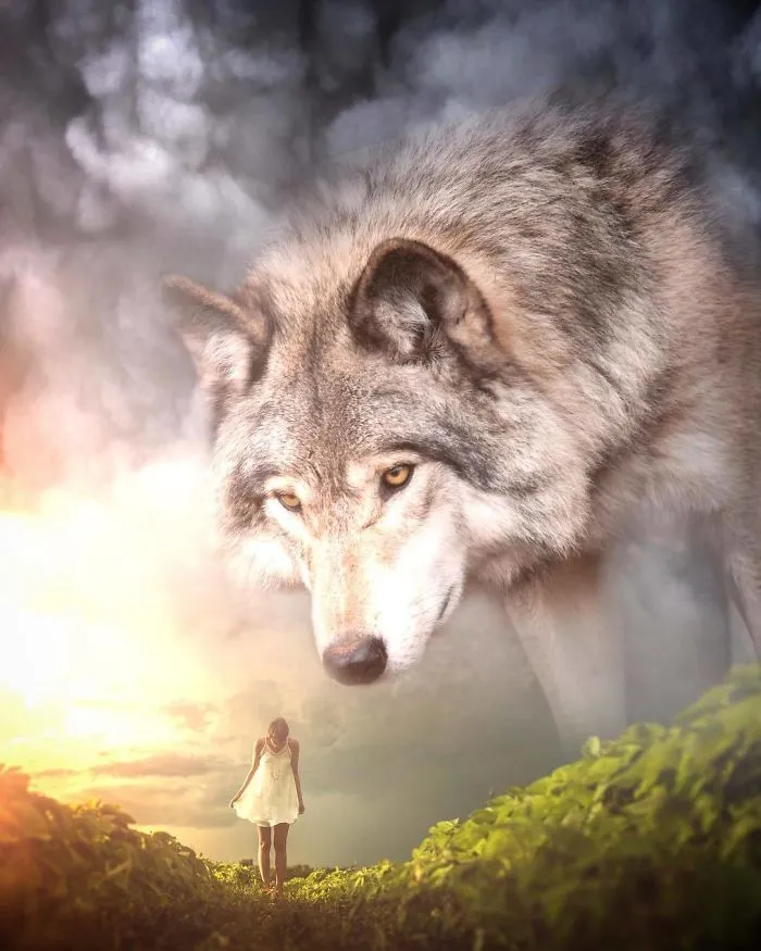 Imagino un mundo con animales gigantes en mis manipulaciones digitales