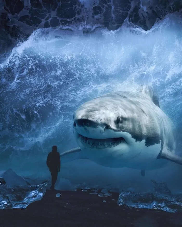 Imagino un mundo con animales gigantes en mis manipulaciones digitales