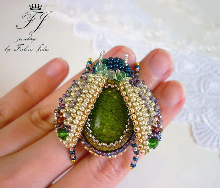 Russian Artist Creates Shiny Insect Jewelry Using Beads