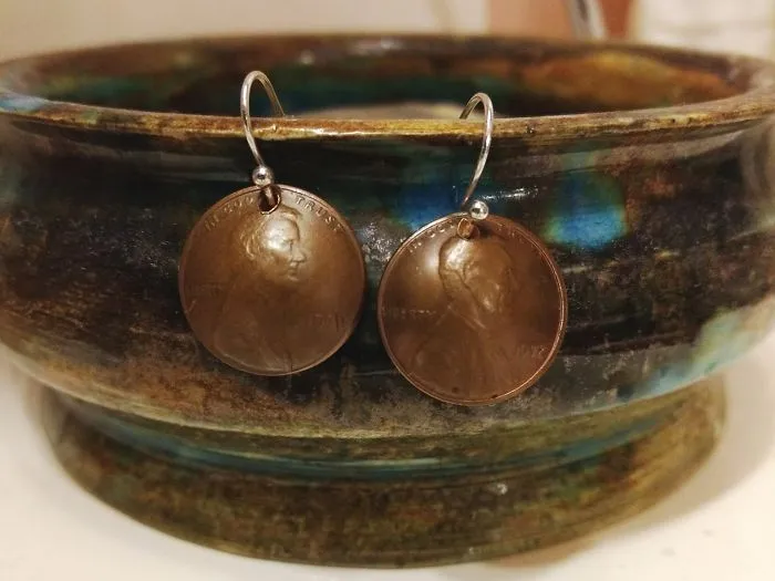 My Boyfriend Made Me These Earrings For My Birthday ... One Penny Is '77 (My Year Of Birth) The Other Is '72 (His Year Of Birth) ...