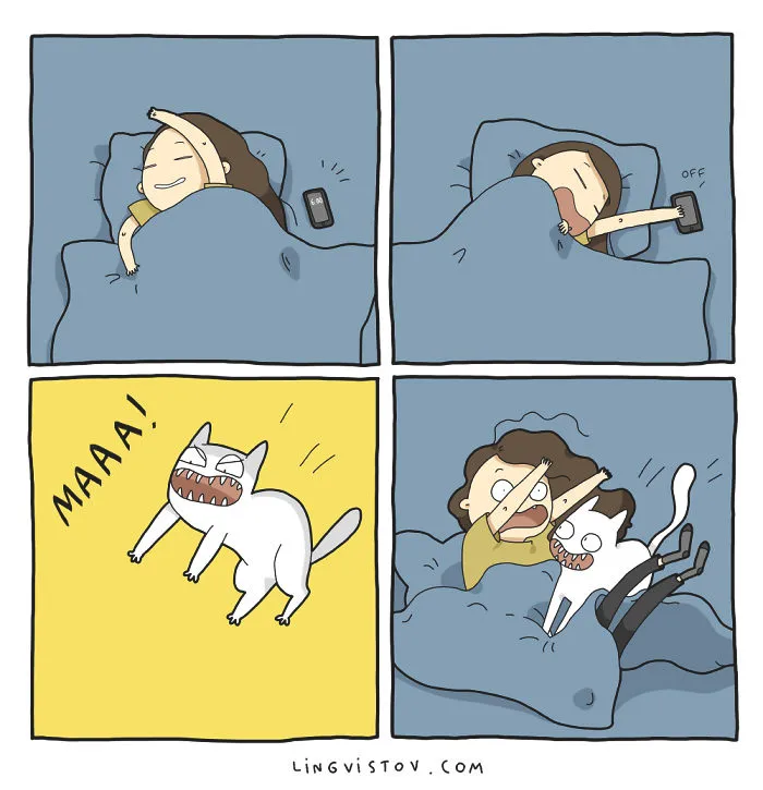 I Illustrate What It's Like To Live With A Cat In 18 Comics