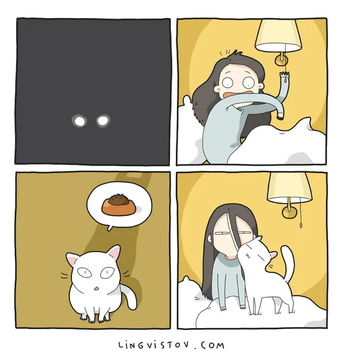 I Illustrate What It's Like To Live With A Cat In 18 Comics