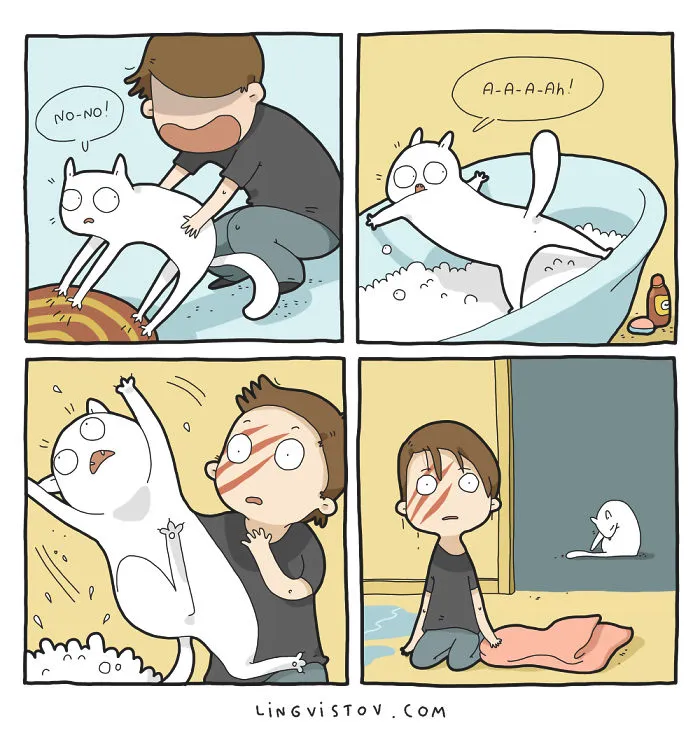 I Illustrate What It's Like To Live With A Cat In 18 Comics