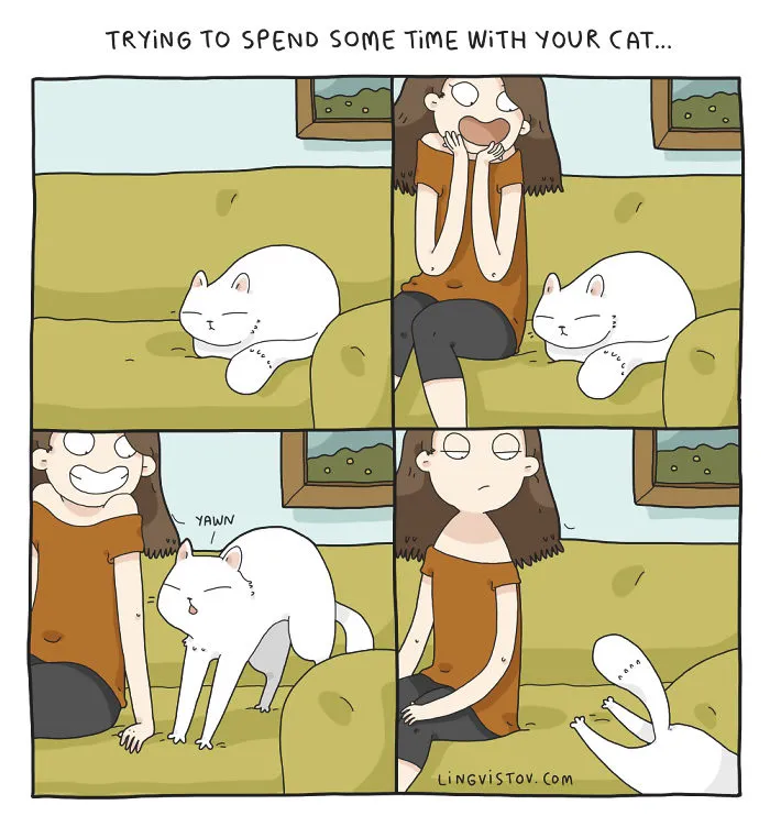 I Illustrate What It's Like To Live With A Cat In 18 Comics