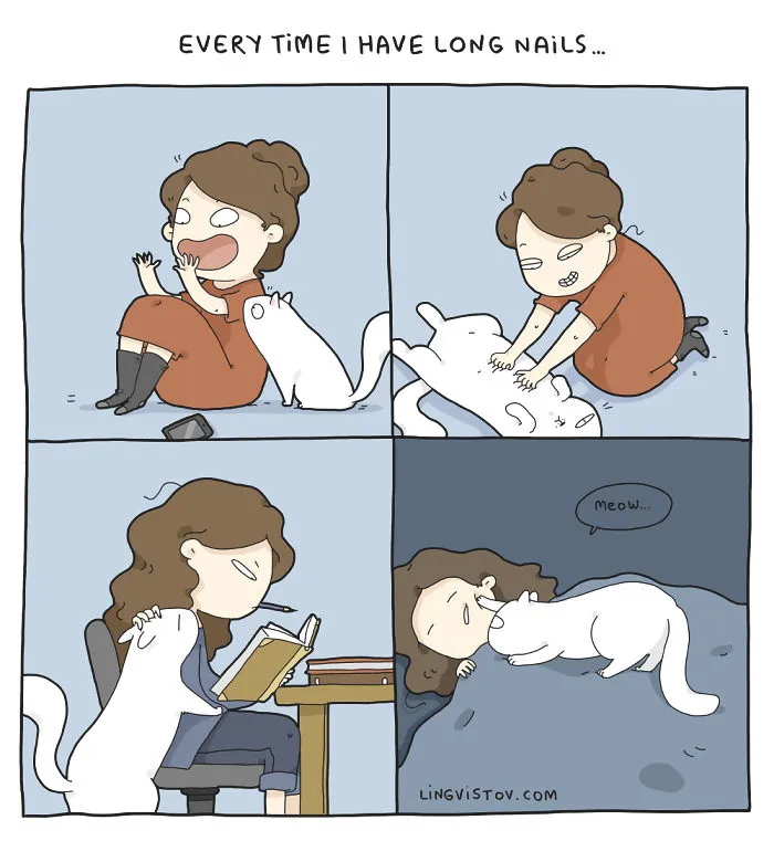 I Illustrate What It's Like To Live With A Cat In 18 Comics