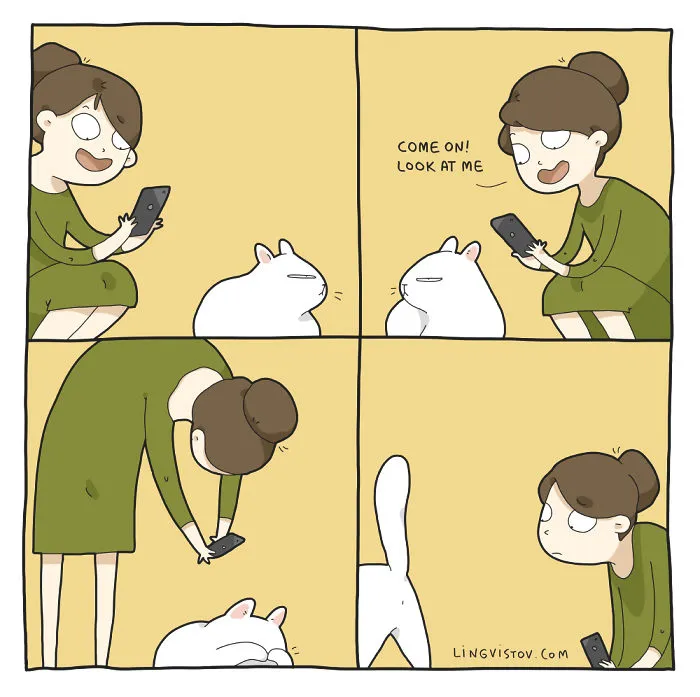I Illustrate What It's Like To Live With A Cat In 18 Comics