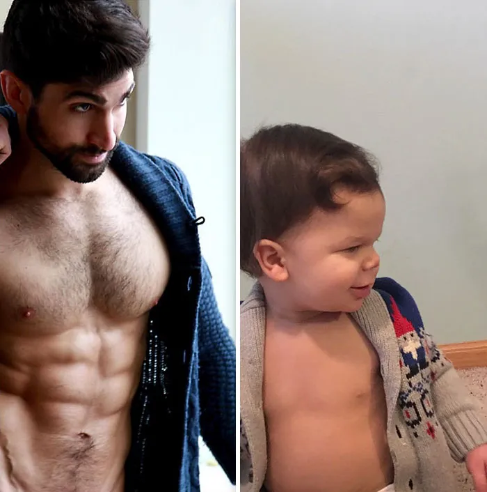 Mom Makes Fun Of Her Model Brother By Having Her Toddler Recreate His Poses, And Result Is Hilariously Adorable