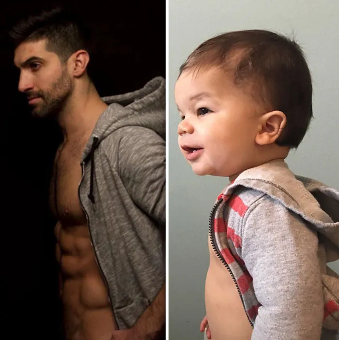 Mom Makes Fun Of Her Model Brother By Having Her Toddler Recreate His Poses, And Result Is Hilariously Adorable