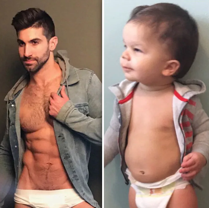 Mom Makes Fun Of Her Model Brother By Having Her Toddler Recreate His Poses, And Result Is Hilariously Adorable