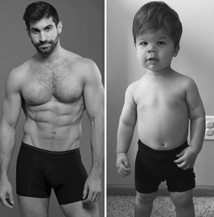 Esta madre se burla de su hermano modelo haciendo que su bebé recree sus poses, y el resultado es tan divertido como adorable
