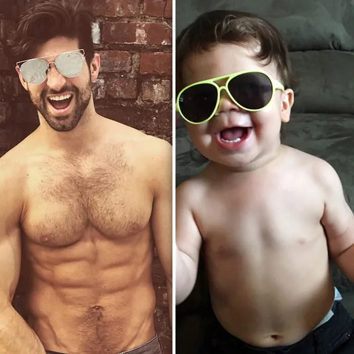 Esta madre se burla de su hermano modelo haciendo que su bebé recree sus poses, y el resultado es tan divertido como adorable