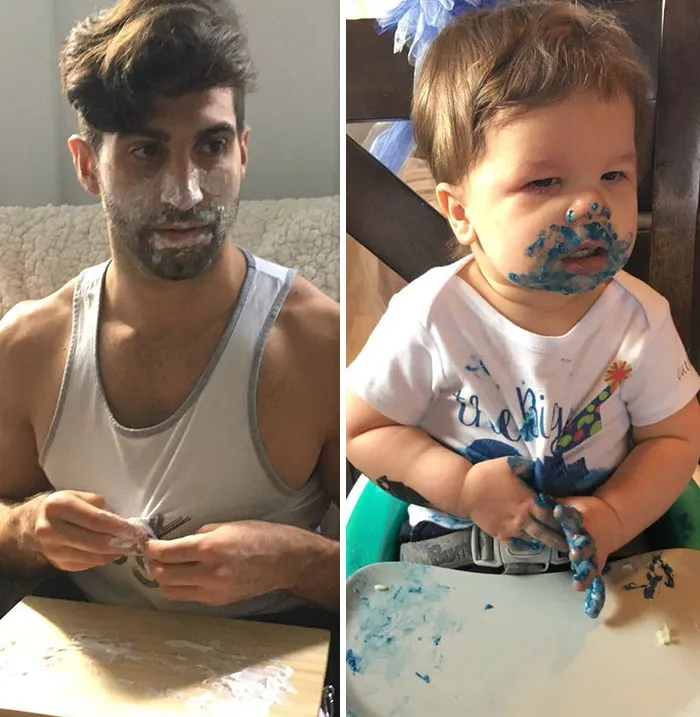 Esta madre se burla de su hermano modelo haciendo que su bebé recree sus poses, y el resultado es tan divertido como adorable