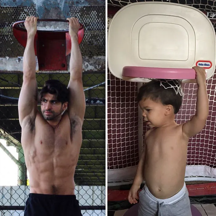 Mom Makes Fun Of Her Model Brother By Having Her Toddler Recreate His Poses, And Result Is Hilariously Adorable