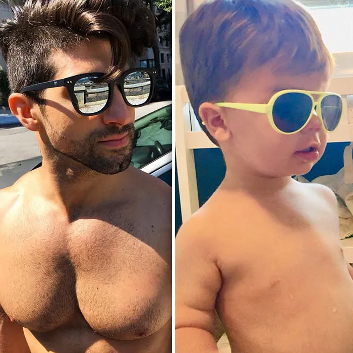 Mom Makes Fun Of Her Model Brother By Having Her Toddler Recreate His Poses, And Result Is Hilariously Adorable