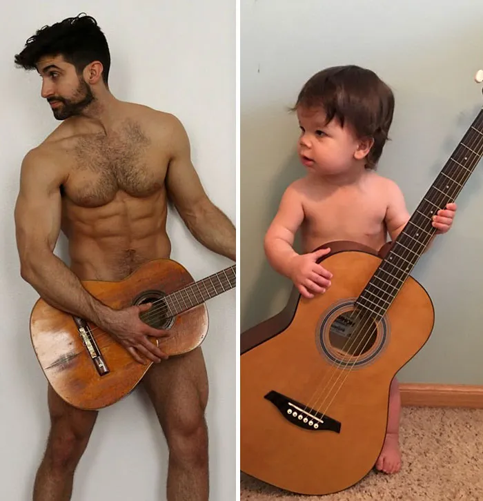 Esta madre se burla de su hermano modelo haciendo que su bebé recree sus poses, y el resultado es tan divertido como adorable
